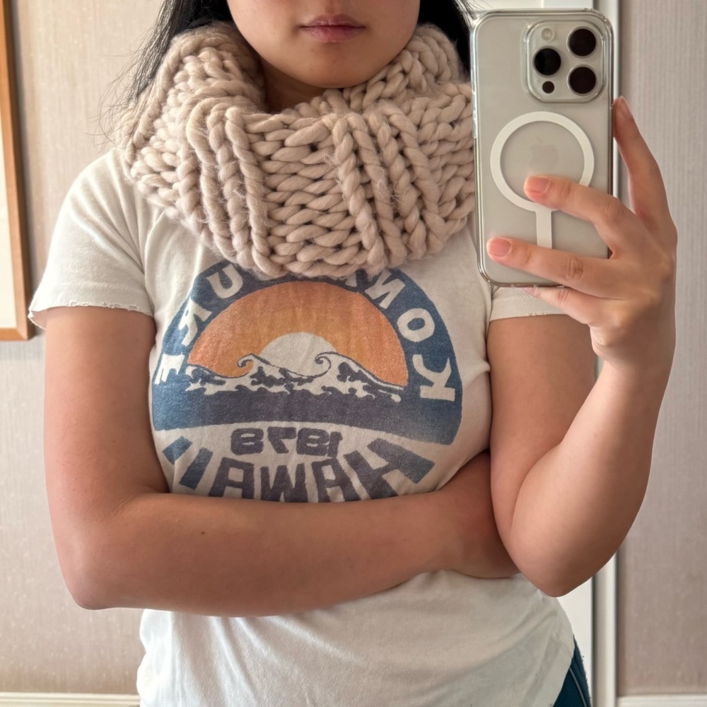 Chunky Knit Light Pink Scarf